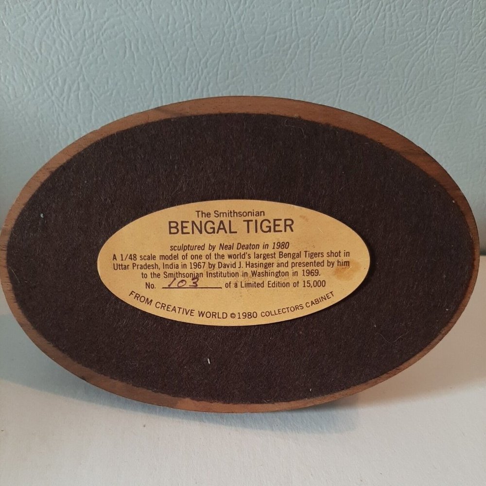 The Smithsonian Bengal Tiger by Neal Deaton 80s Numbered #103 Limited AS IS READ - Picture 11 of 12